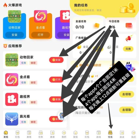 金点看广告零撸 每晚12点刷新 保底4元 重复看收益翻倍(1)