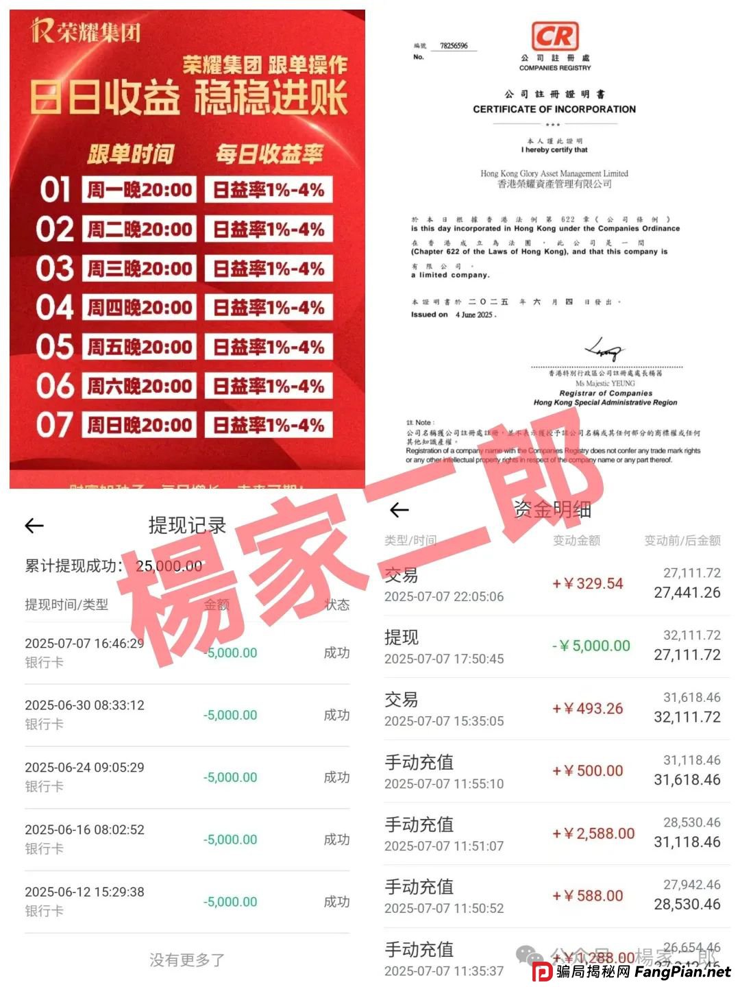 高度风险预警:“荣耀集团嘉悦国际”跟单类资金盘骗局，正在疯狂收割！(2)
