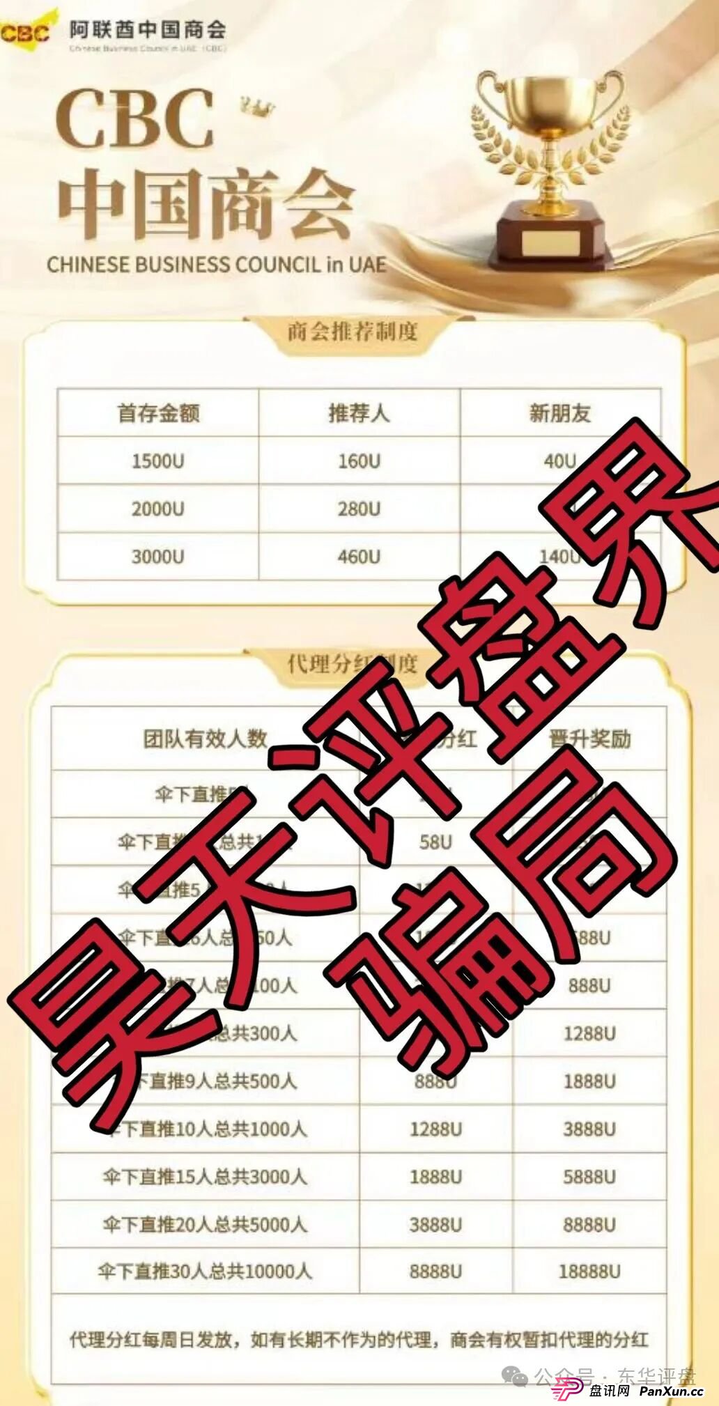 阿联酋中国商会CBC跟单类资金盘骗局，官方出面打假，大量单割会员，高度预警