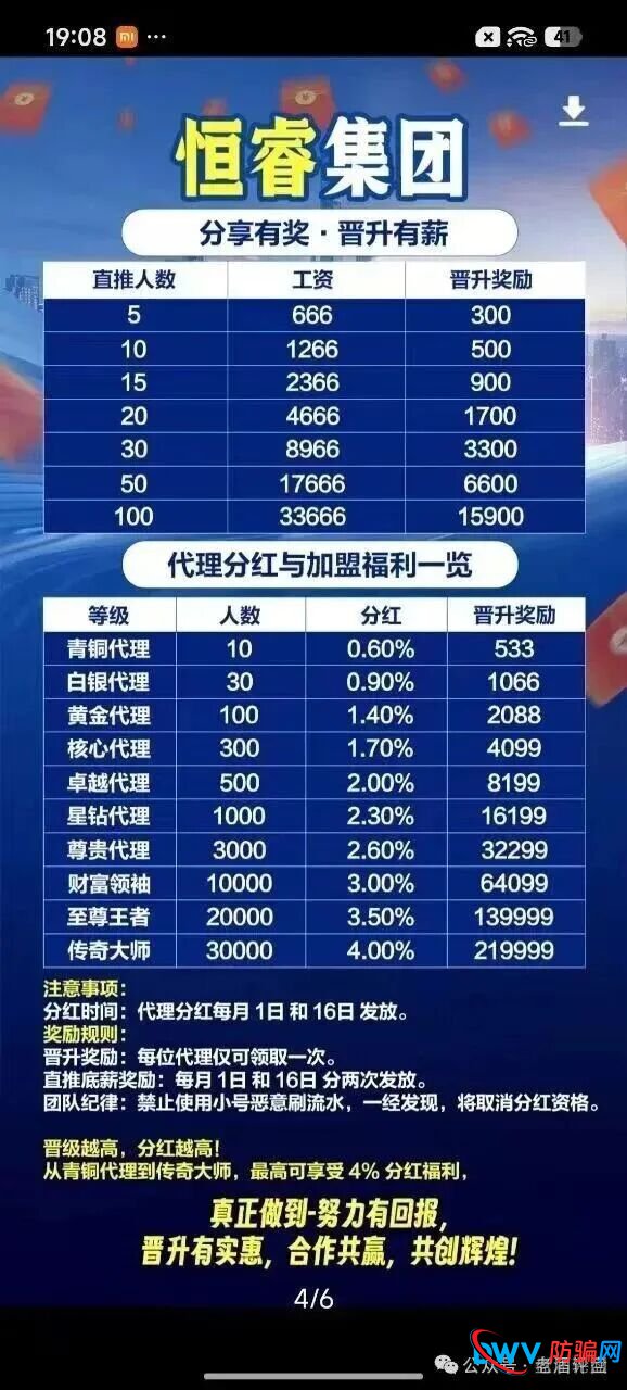 恒睿集团骗局预警:高薪推广实为资金盘收割